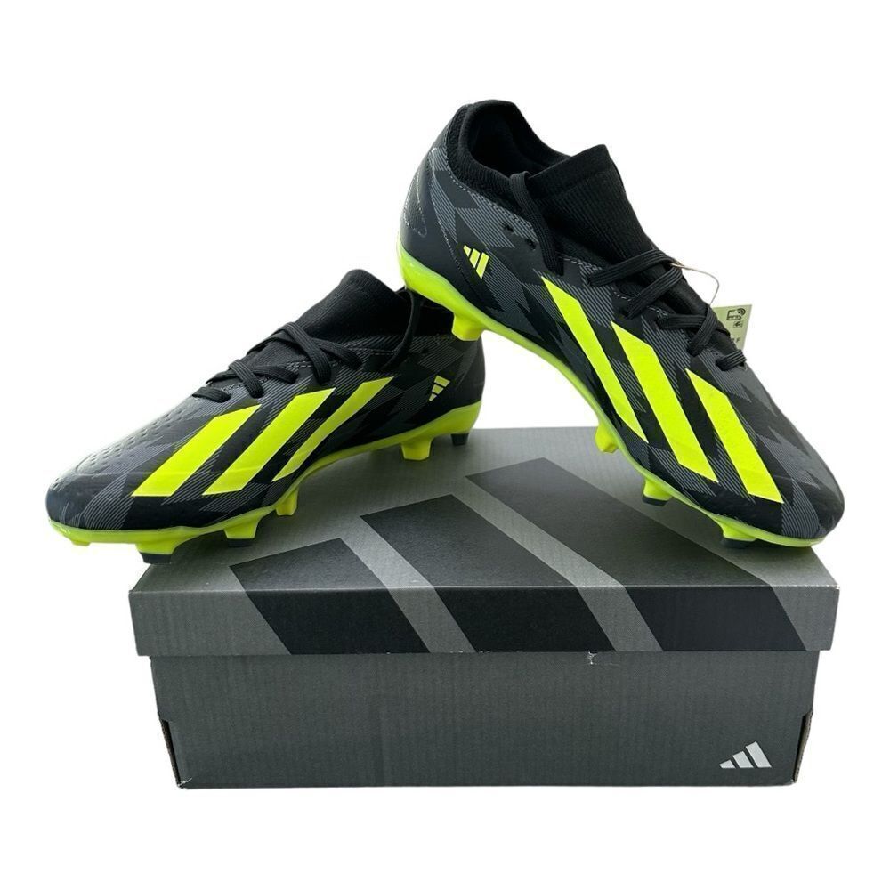 Adidas X Crazyfast INJ.3 FG Soccer Cleats Black Grey Lime NWT Men 5.5 / W6.5